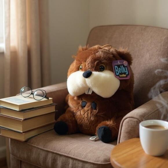 Nanco Belly Buddies Plush Beaver Buckteeth Stuffed Animal Nursery Gift Brown 10" - Picture 1 of 11